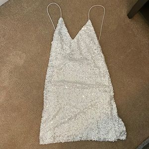 Lulus white sequin dress XS